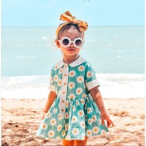 Lacey Lane Millie Hopper hopscotch daisy floral retro 70s style dress girls size